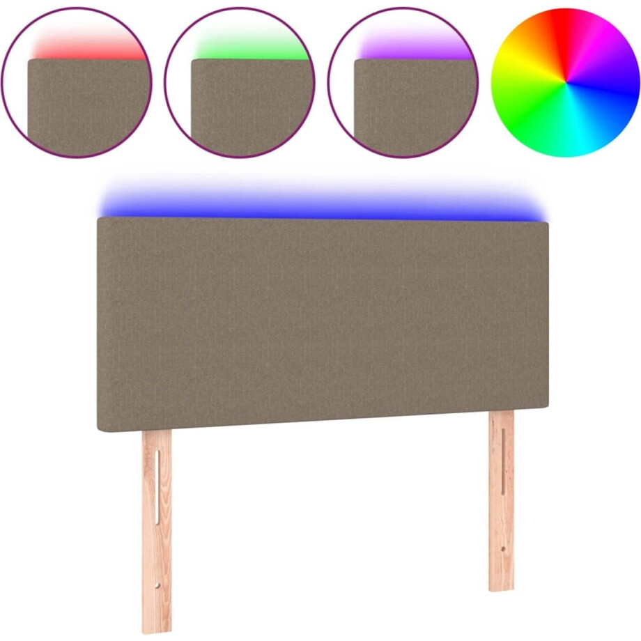 vidaXL - Hoofdbord - LED - 100x5x78/88 - cm - stof - taupe afbeelding 1