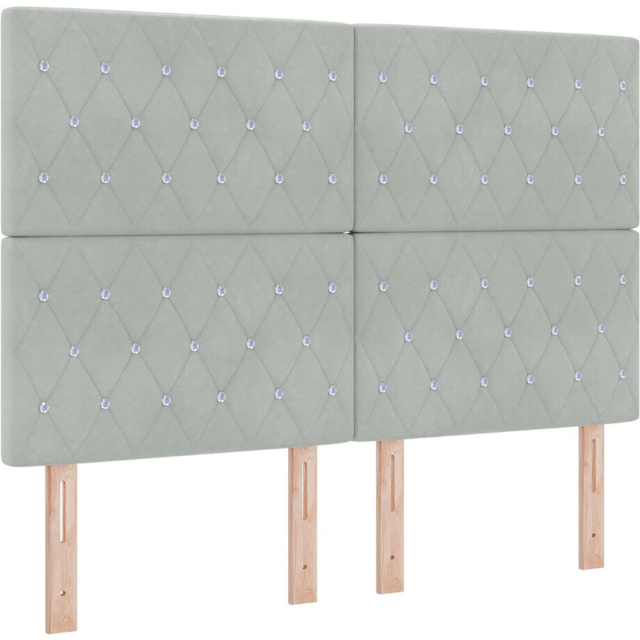 vidaXL - Fluwelen - Hoofdbord - Geruit - Lichtgrijs - 140 - cm - Fluweel vidaXL - Fluwelen - Hoofdbord - Geruit - Lichtgrijs - 140 - cm - Fluweel afbeelding 1