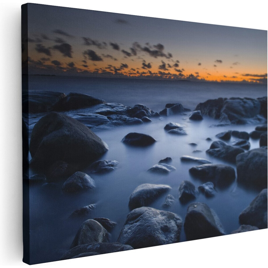 Artaza Canvas Schilderij Strand En Zee - 40x30 cm - Klein - Muurdecoratie Rotsen - Wanddecoratie Kust - Kamer Accessoires Zonsondergang Artaza Canvas Schilderij Strand En Zee - 40x30 cm - Klein - Muurdecoratie Rotsen - Wanddecoratie Kust - Kamer Accessoires Zonsondergang afbeelding 1