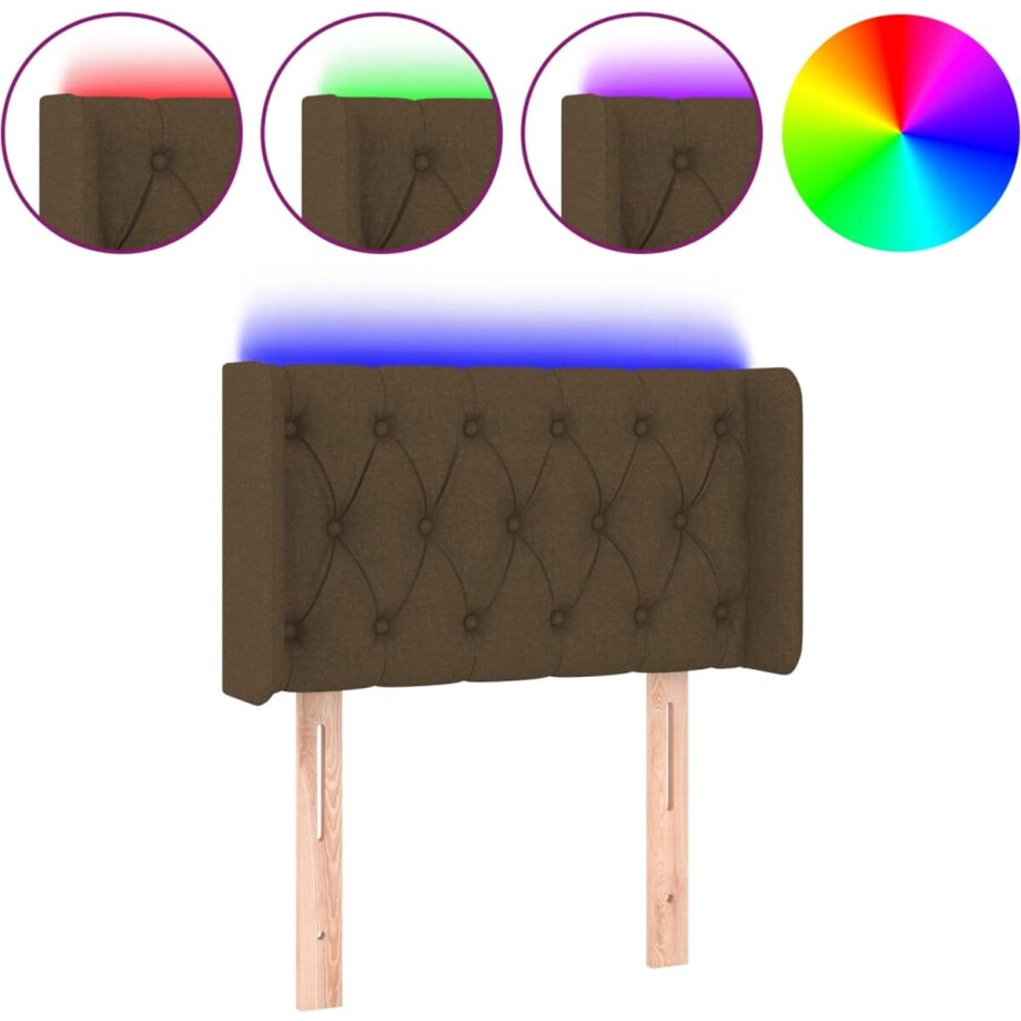 vidaXL - Hoofdbord - LED - 83x16x78/88 - cm - stof - donkerbruin afbeelding 1