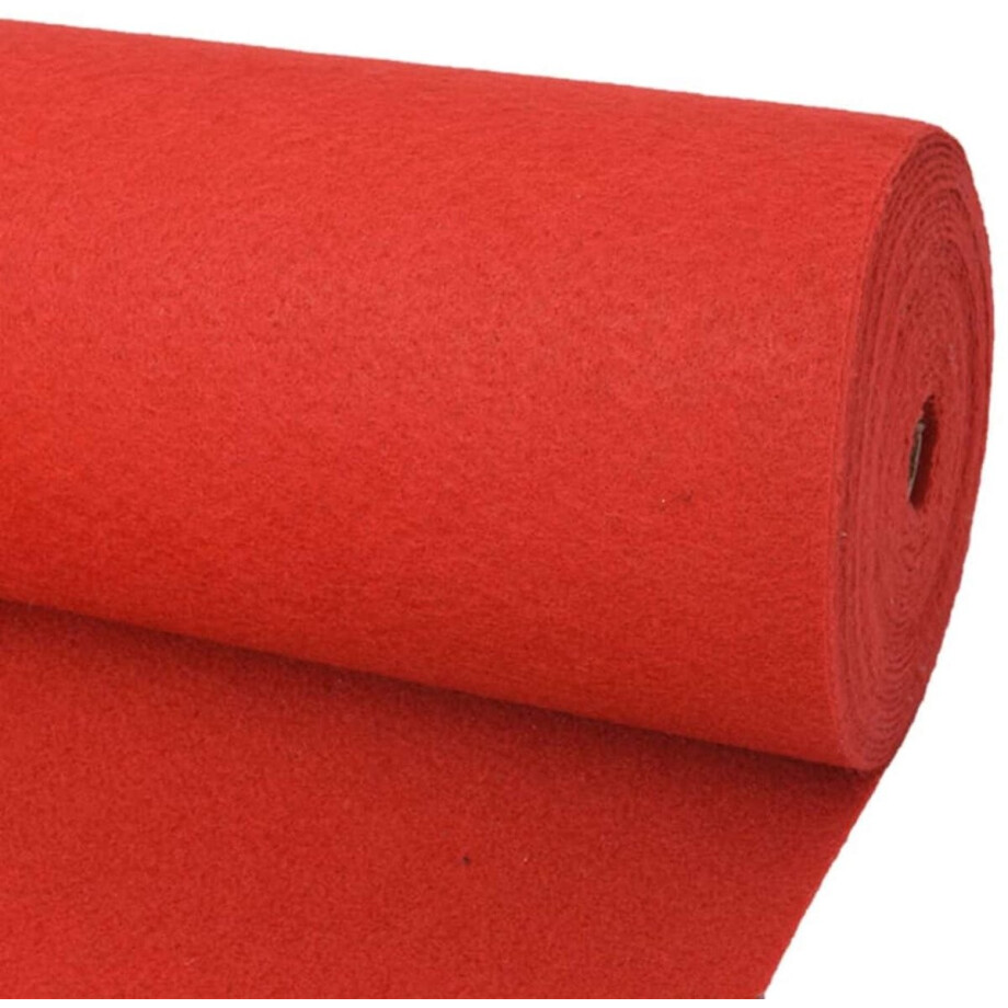 vidaXL - Tapijt - Effen - Rood - 1,2 - x - 12 - m - Polyester afbeelding 1