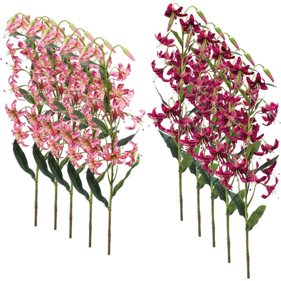 Emerald - Kunstbloem Lelie Roze 80cm - Set van 10 - Kunstplant voor binnen afbeelding 1
