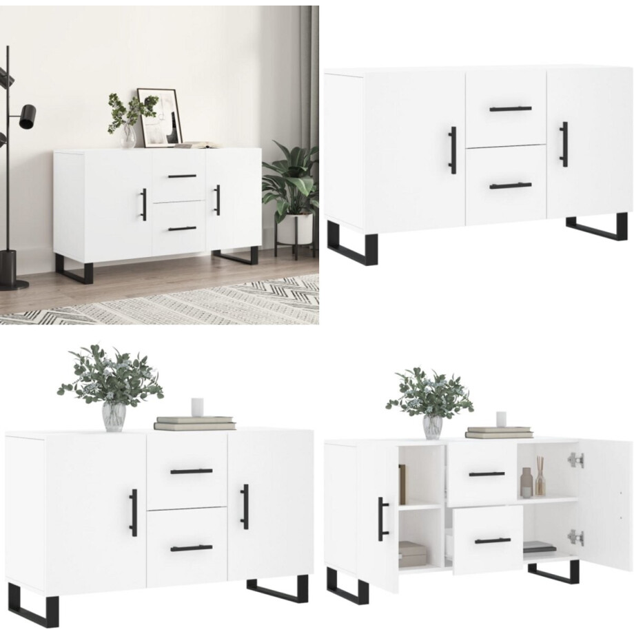 vidaXL Dressoir 100x36x60 cm bewerkt hout wit - Dressoir - Dressoirs - Kast - Wandkast vidaXL Dressoir 100x36x60 cm bewerkt hout wit - Dressoir - Dressoirs - Kast - Wandkast afbeelding 1