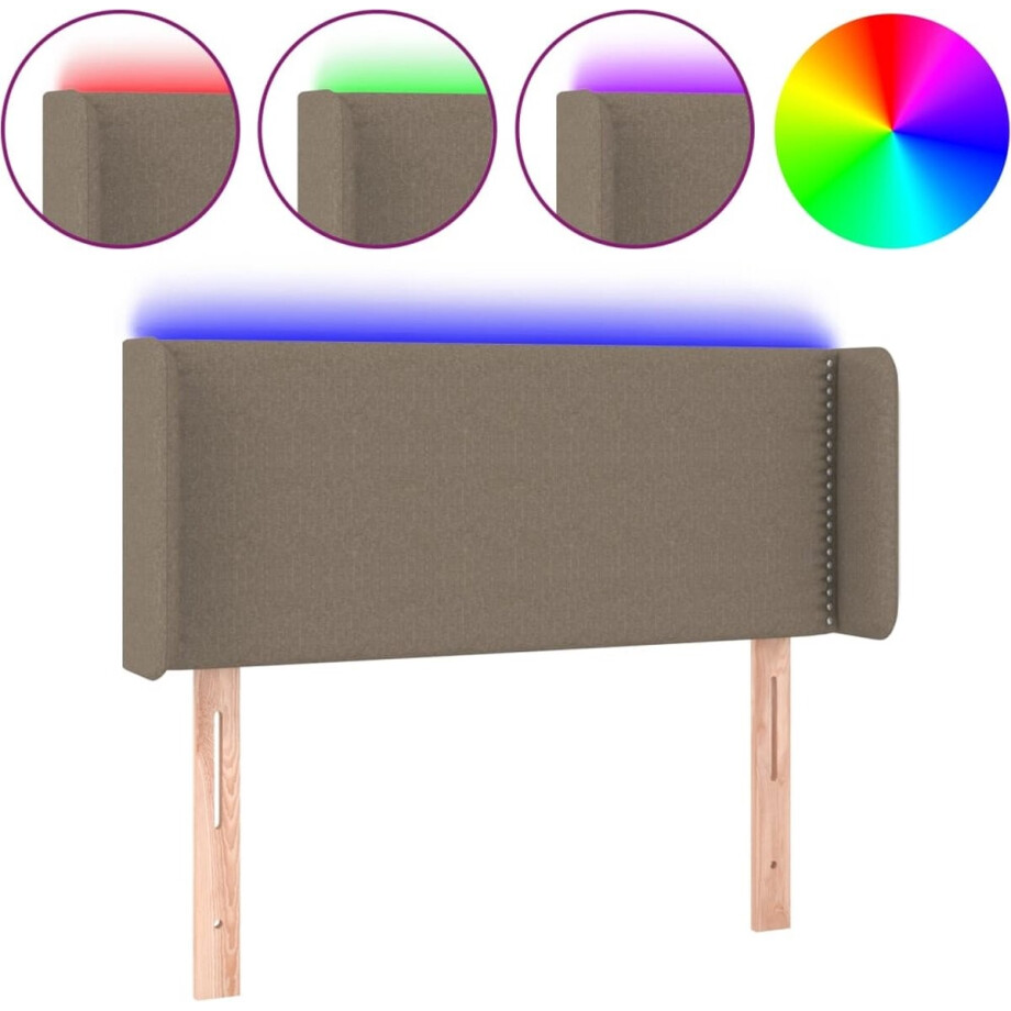 vidaXL - Hoofdbord - LED - 93x16x78/88 - cm - stof - taupe vidaXL - Hoofdbord - LED - 93x16x78/88 - cm - stof - taupe afbeelding 1