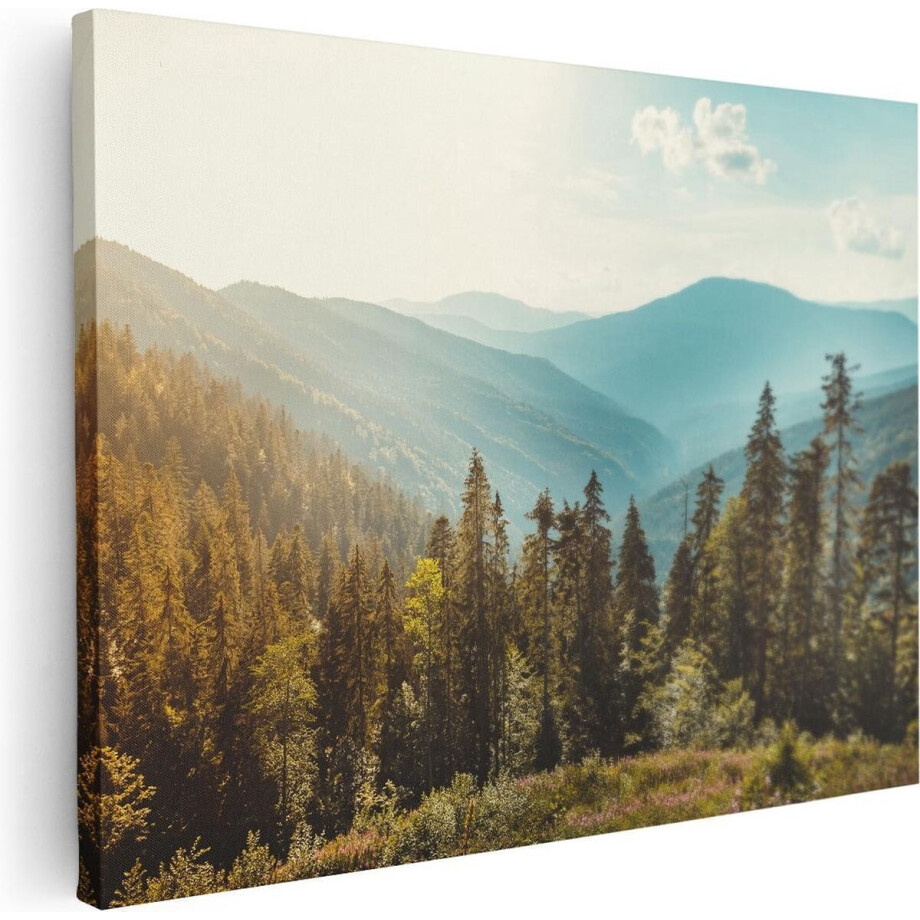 Artaza Canvas Schilderij Bergen - 40x30 cm - Klein - Wanddecoratie Bos - Muurdecoratie Landschap - Schilderijen Op Canvas Artaza Canvas Schilderij Bergen - 40x30 cm - Klein - Wanddecoratie Bos - Muurdecoratie Landschap - Schilderijen Op Canvas afbeelding 1