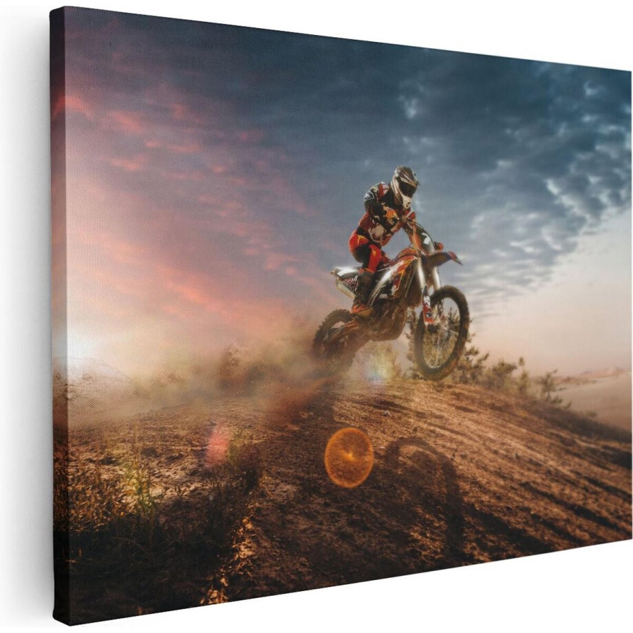 Artaza Canvas Schilderij Motorcross - 80x60 cm - Wanddecoratie Motor - Muurdecoratie Zonsondergang - Schilderijen Op Canvas Woestijn Artaza Canvas Schilderij Motorcross - 80x60 cm - Wanddecoratie Motor - Muurdecoratie Zonsondergang - Schilderijen Op Canvas Woestijn afbeelding 1