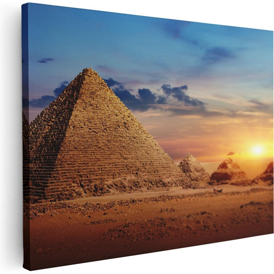 Artaza Canvas Schilderij Egyptische Piramides in de Woestijn - 40x30 - Klein - Foto Op Canvas - Canvas Print afbeelding 1