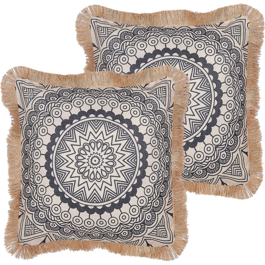 BELIANI GERANIUM - Sierkussen set van 2 - Beige - Polyester afbeelding 1