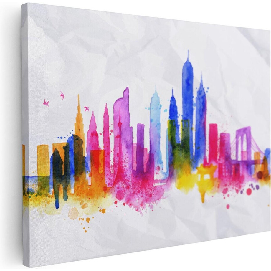 Artaza Canvas Schilderij Kleurrijk New York Van Aquarel - Abstract - 80x60 - Foto Op Canvas - Canvas Print Artaza Canvas Schilderij Kleurrijk New York Van Aquarel - Abstract - 80x60 - Foto Op Canvas - Canvas Print afbeelding 1