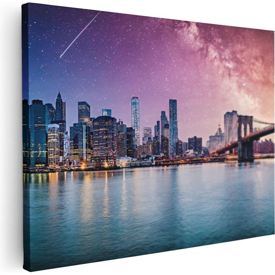Artaza Canvas Schilderij New York Skyline Met Een Kleurrijke Hemel - 80x60 - Foto Op Canvas - Canvas Print Artaza Canvas Schilderij New York Skyline Met Een Kleurrijke Hemel - 80x60 - Foto Op Canvas - Canvas Print afbeelding 1