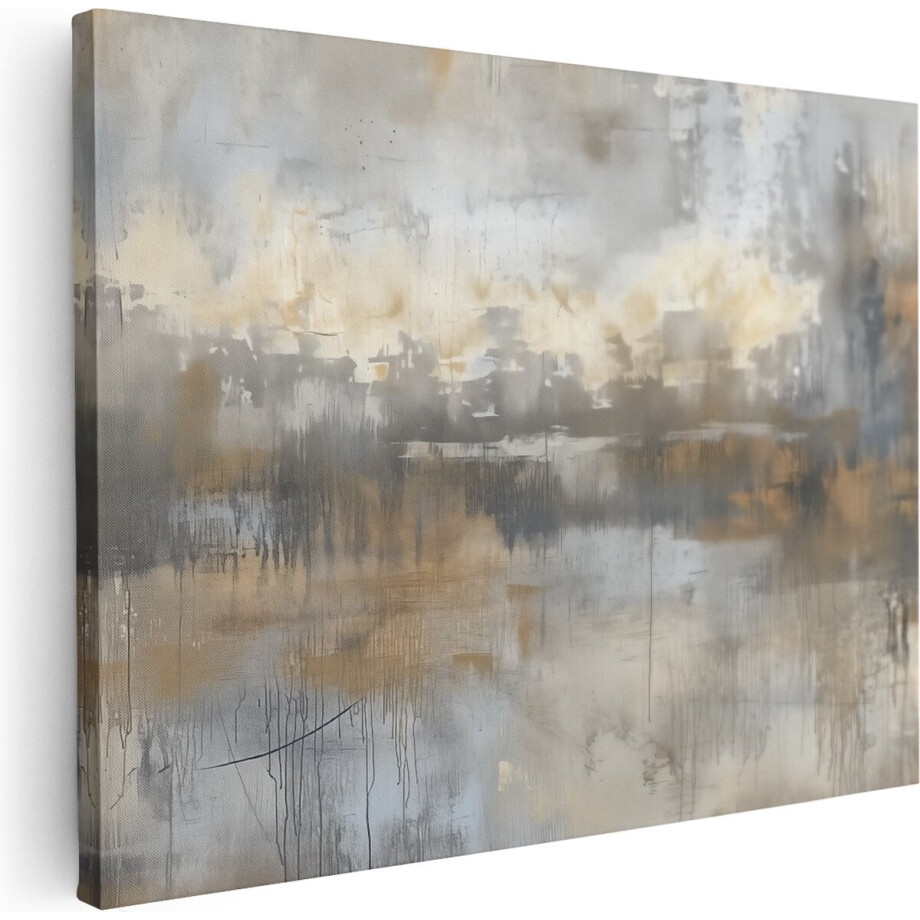 Artaza Canvas Schilderij Abstract Kunstwerk in Beige en Grijs - 40x30 cm - Klein - Wanddecoratie Woonkamer - Schilderijen - Muurdecoratie Artaza Canvas Schilderij Abstract Kunstwerk in Beige en Grijs - 40x30 cm - Klein - Wanddecoratie Woonkamer - Schilderijen - Muurdecoratie afbeelding 1