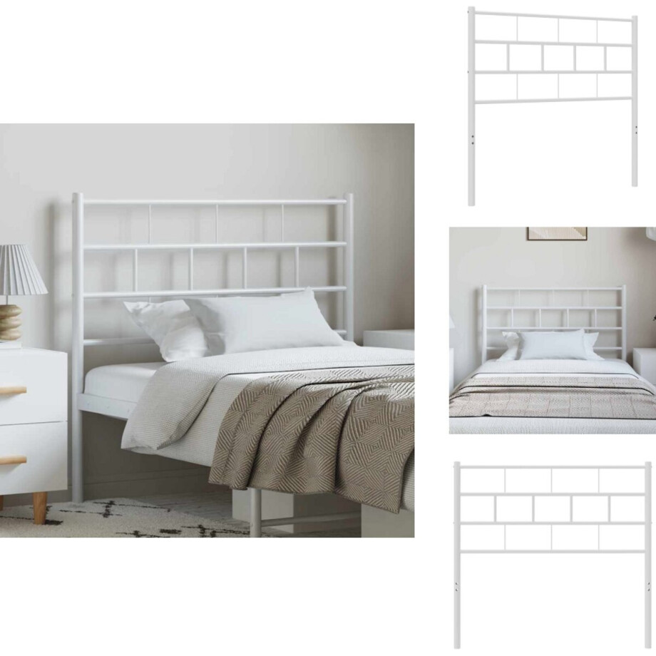 vidaXL Hoofdbord - Hoofdborden - Hoofdeinde - Metalen Hoofdbord - Hoofdbord 100 cm metaal wit vidaXL Hoofdbord - Hoofdborden - Hoofdeinde - Metalen Hoofdbord - Hoofdbord 100 cm metaal wit afbeelding 1