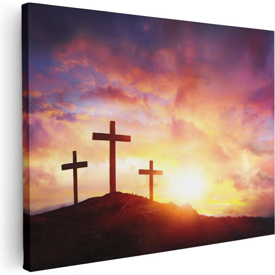 Artaza Canvas Schilderij Kruisiging van Jezus Christus - Drie Kruisen - 80x60 - Foto Op Canvas - Canvas Print afbeelding 1