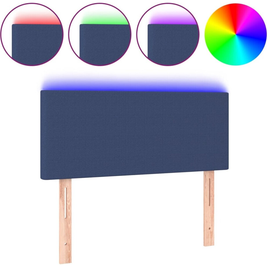 vidaXL - Hoofdbord - LED - 90x5x78/88 - cm - stof - blauw vidaXL - Hoofdbord - LED - 90x5x78/88 - cm - stof - blauw afbeelding 1