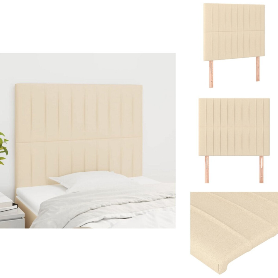 vidaXL Hoofdbord - Hoofdborden - Hoofdeinde - Houten Hoofdbord - Hoofdborden 2 st 80x5x78/88 cm stof crèmekleurig afbeelding 1