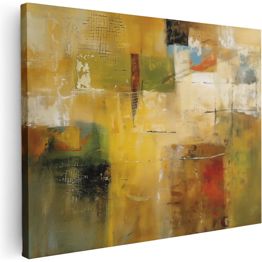 Artaza Canvas Schilderij Abstract - 120x90 cm - Groot - Wanddecoratie Woonkamer - Muurdecoratie Goud - Schilderijen Op Canvas afbeelding 1