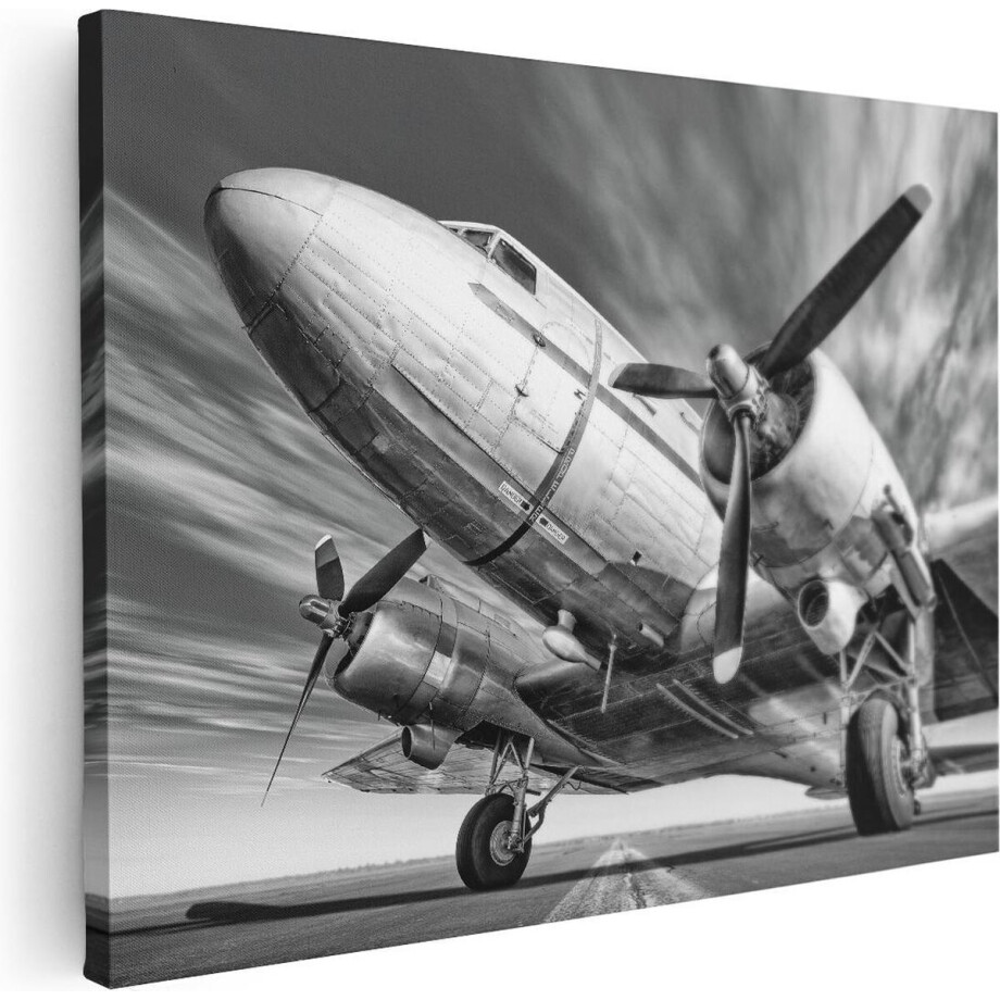 Artaza Canvas Schilderij Oud Vliegtuig Op De Landingsbaan - 80x60 - Foto Op Canvas - Canvas Print Artaza Canvas Schilderij Oud Vliegtuig Op De Landingsbaan - 80x60 - Foto Op Canvas - Canvas Print afbeelding 1