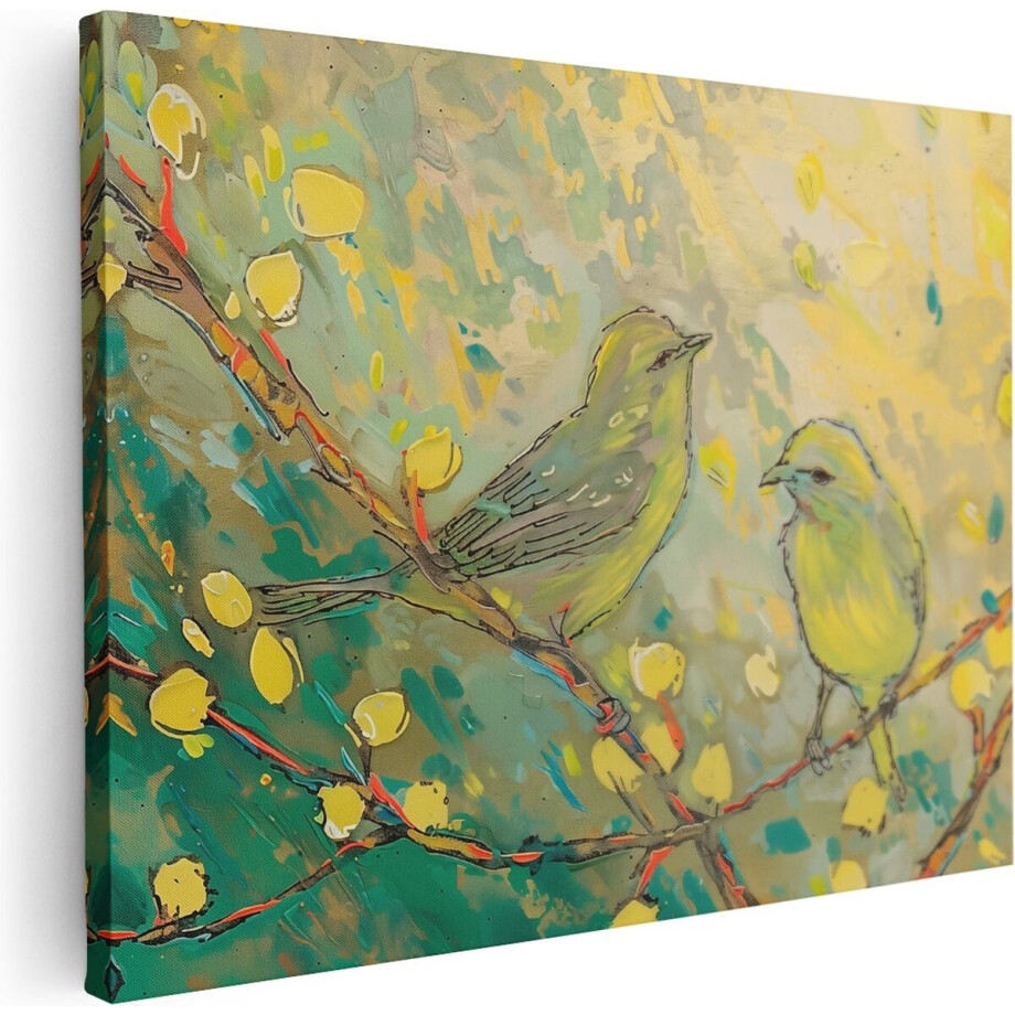 Artaza Canvas Schilderij Twee Vogels op een Tak - 120x90 - Wanddecoratie - Foto Op Canvas - Canvas Print Artaza Canvas Schilderij Twee Vogels op een Tak - 120x90 - Wanddecoratie - Foto Op Canvas - Canvas Print afbeelding 1