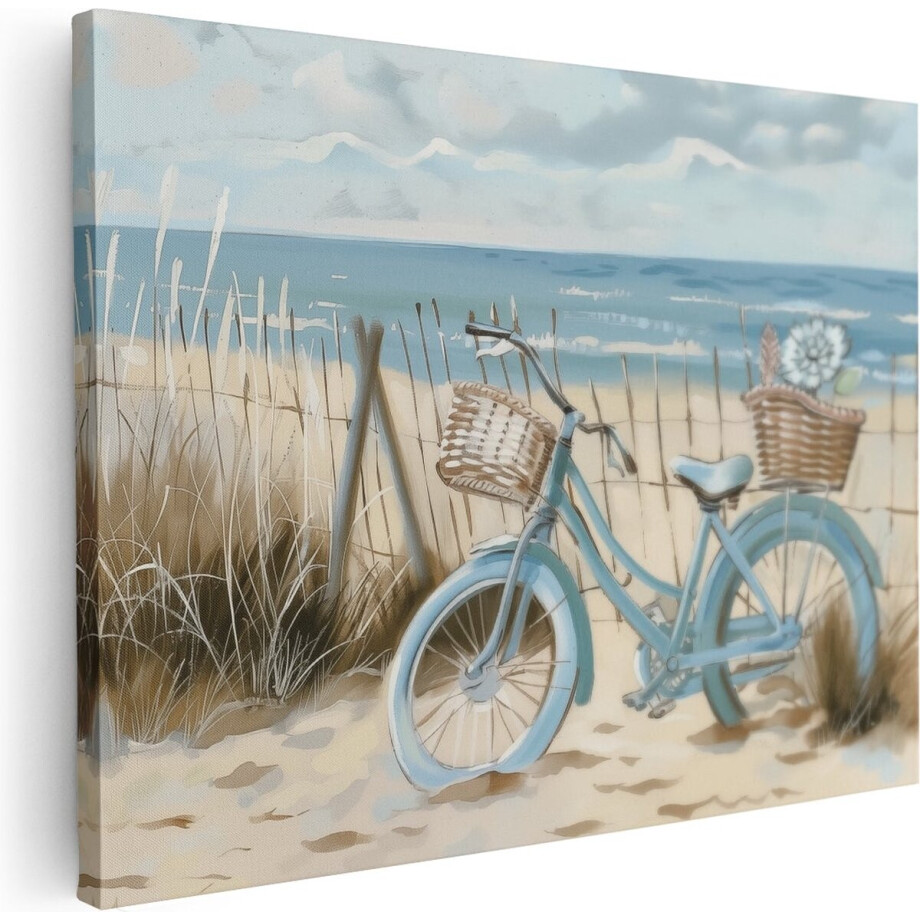 Artaza Canvas Schilderij Fiets op het Strand - 80x60 cm - Wanddecoratie Woonkamer - Schilderijen - Muurdecoratie Artaza Canvas Schilderij Fiets op het Strand - 80x60 cm - Wanddecoratie Woonkamer - Schilderijen - Muurdecoratie afbeelding 1