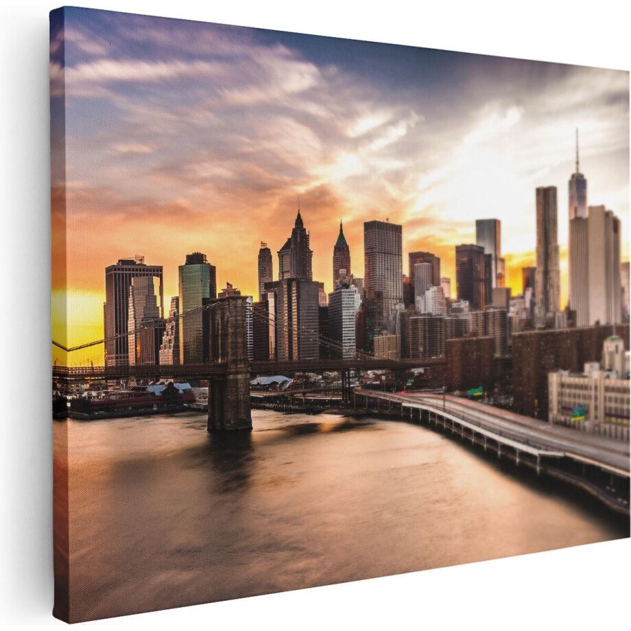 Artaza Canvas Schilderij Brooklyn Bridge Brug In New York - 40x30 - Klein - Foto Op Canvas - Canvas Print afbeelding 1