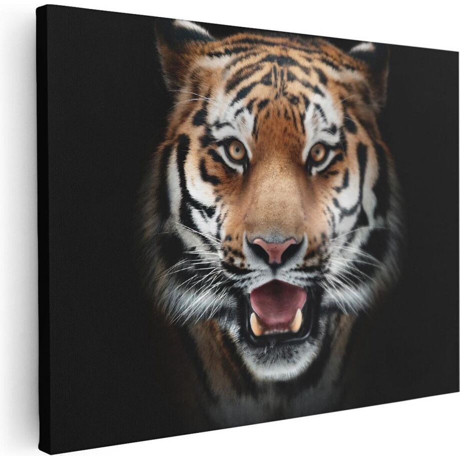 Artaza Canvas Schilderij Tijgerkop - Tijger - 80x60 - Foto Op Canvas - Canvas Print afbeelding 1