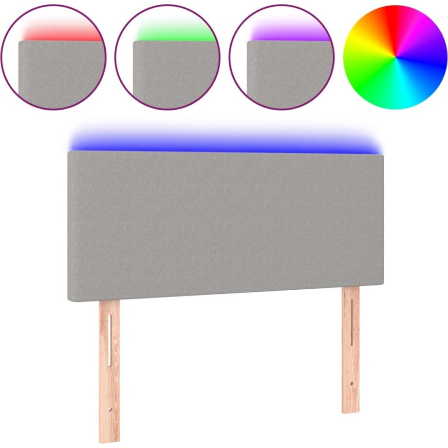 vidaXL - Hoofdbord - LED - 100x5x78/88 - cm - stof - lichtgrijs afbeelding 1