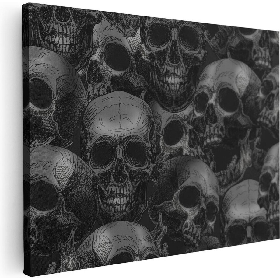 Artaza Canvas Schilderij Schedel Patroon - 40x30 cm - Klein - Muurdecoratie Skull Decoratie - Wanddecoratie Woonkamer - Schilderijen Op Canvas Gothic afbeelding 1