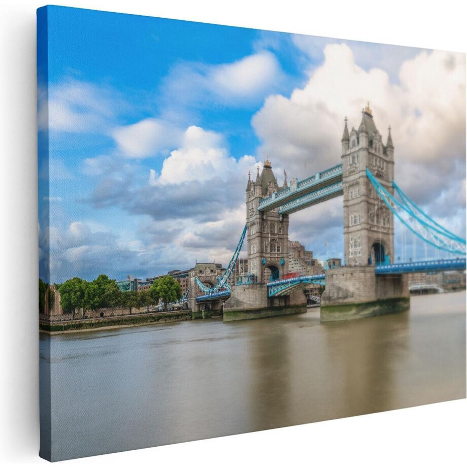Artaza Canvas Schilderij Tower Bridge - 80x60 cm - Wanddecoratie Londen - Muurdecoratie Skyline - Schilderijen Op Canvas afbeelding 1