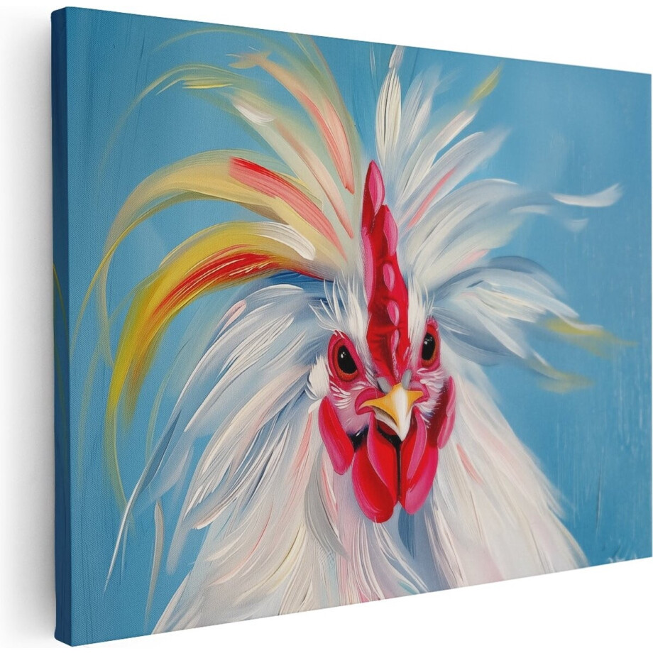 Artaza Canvas Schilderij Haan met een Kleurrijk Hoofd - Dieren - 120x90 cm - Wanddecoratie Woonkamer - Schilderijen - Muurdecoratie Artaza Canvas Schilderij Haan met een Kleurrijk Hoofd - Dieren - 120x90 cm - Wanddecoratie Woonkamer - Schilderijen - Muurdecoratie afbeelding 1