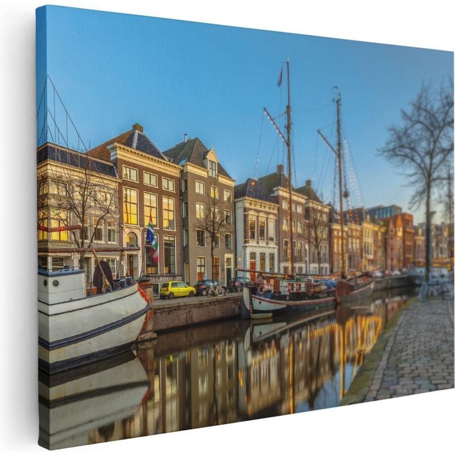 Artaza Canvas Schilderij Groningen Hoge der A Haven - 40x30 - Klein - Foto Op Canvas - Canvas Print afbeelding 1