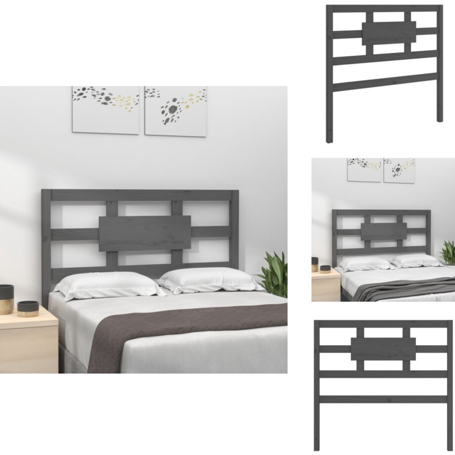 vidaXL Hoofdbord - Hoofdborden - Hoofdeinde - Houten Hoofdbord - Hoofdbord 95,5x4x100 cm massief grenenhout grijs afbeelding 1