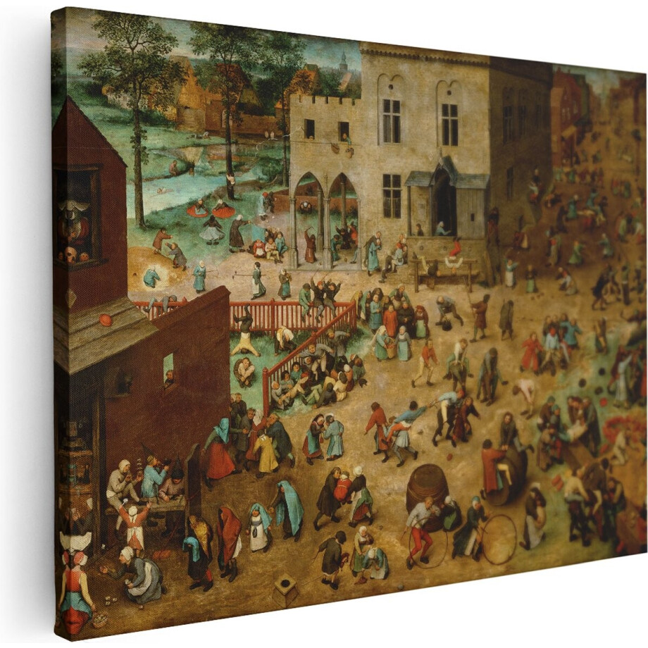 Artaza Canvas Schilderij Kinderspelen - Pieter Brueghel de Oude - 80x60 - Kunst - Canvas Print - Muurdecoratie Artaza Canvas Schilderij Kinderspelen - Pieter Brueghel de Oude - 80x60 - Kunst - Canvas Print - Muurdecoratie afbeelding 1