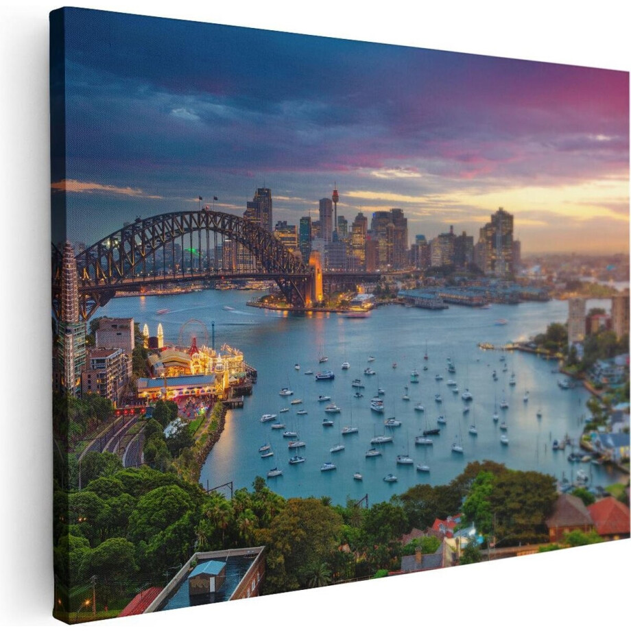 Artaza Canvas Schilderij Sydney Harbour Bridge in de Avond - 80x60 - Foto Op Canvas - Canvas Print Artaza Canvas Schilderij Sydney Harbour Bridge in de Avond - 80x60 - Foto Op Canvas - Canvas Print afbeelding 1