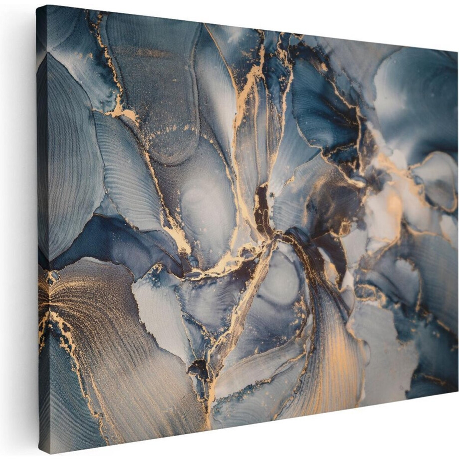 Artaza Canvas Schilderij Abstracte Luxe Kunst - Zwart met Goud - 40x30 - Klein - Foto Op Canvas - Canvas Print afbeelding 1