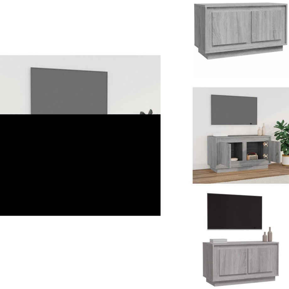 vidaXL Tv-meubel - Tv-meubelen - Tv-standaard - Televisiemeubel - Tv-meubel 80x35x45 cm bewerkt hout grijs sonoma eikenkleurig afbeelding 1