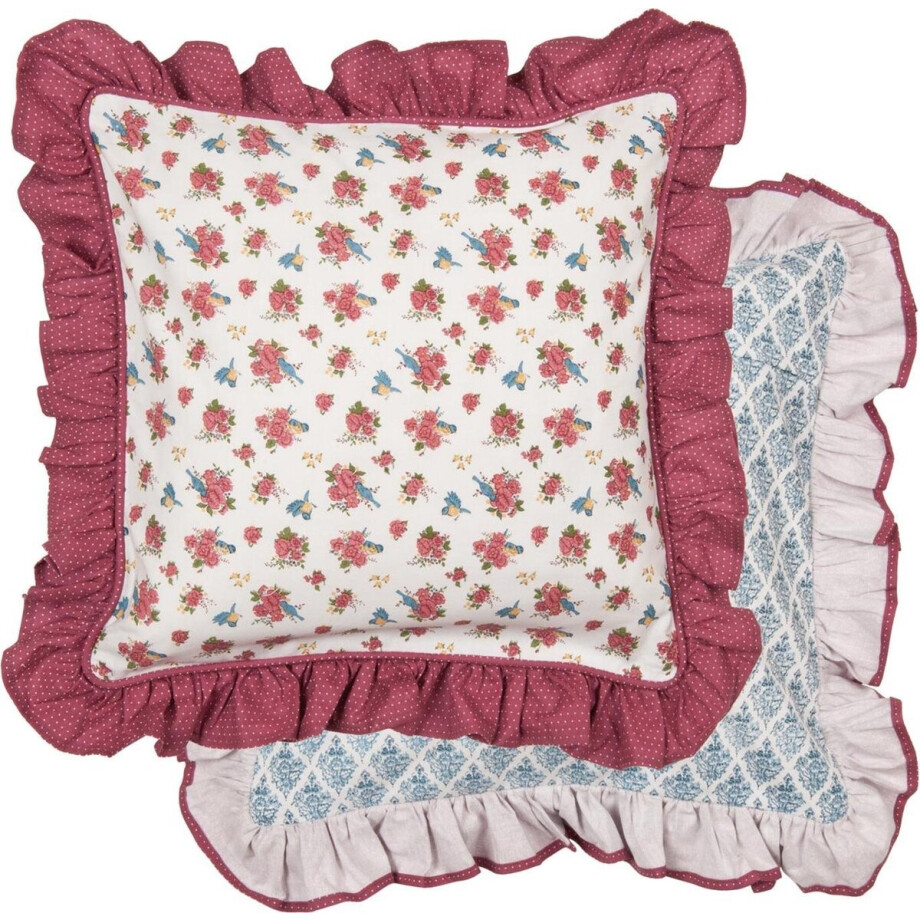 Clayre & Eef - Sierkussen hoes - Stoelkussenhoes - Katoen - 40 x 40 cm - Rozen & Vogels Clayre & Eef - Sierkussen hoes - Stoelkussenhoes - Katoen - 40 x 40 cm - Rozen & Vogels afbeelding 1