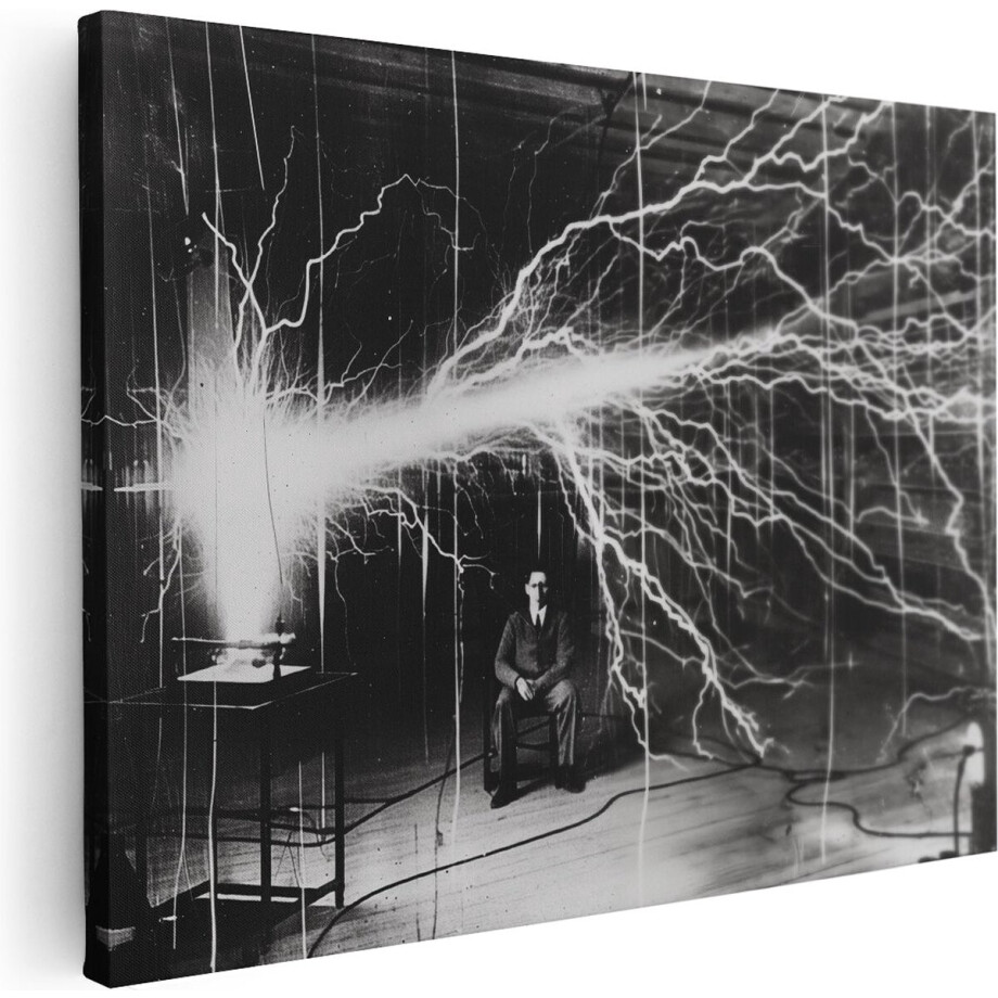 Artaza Canvas Schilderij Tesla - 120x90 cm - Groot - Wanddecoratie Elektriciteit - Muurdecoratie Wetenschap - Kamer Accessoires Artaza Canvas Schilderij Tesla - 120x90 cm - Groot - Wanddecoratie Elektriciteit - Muurdecoratie Wetenschap - Kamer Accessoires afbeelding 1