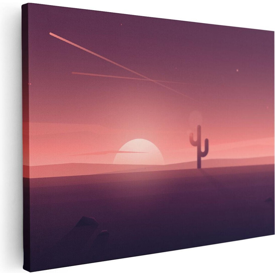 Artaza Canvas Schilderij Cactus Zonsondergang - 40x30 cm - Klein - Muurdecoratie Woonkamer - Wanddecoratie Zon - Schilderijen Op Canvas Artaza Canvas Schilderij Cactus Zonsondergang - 40x30 cm - Klein - Muurdecoratie Woonkamer - Wanddecoratie Zon - Schilderijen Op Canvas afbeelding 1