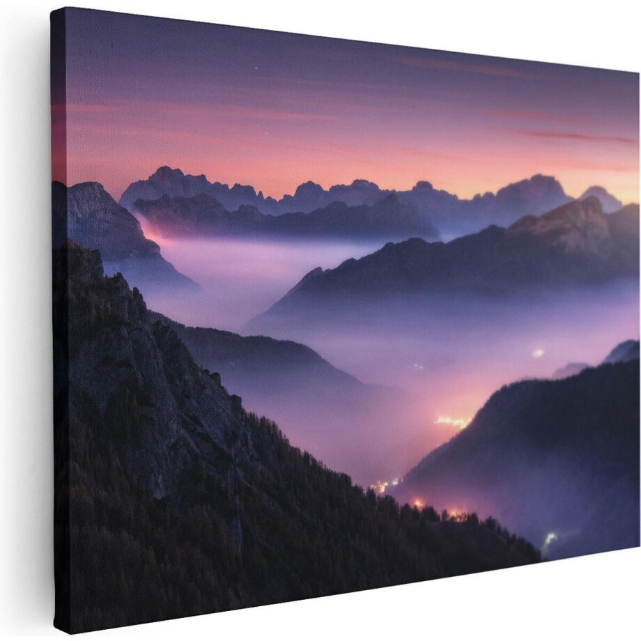 Artaza Canvas Schilderij Bergen Landschap In Italië Tijdens Zonsondergang - 80x60 - Foto Op Canvas - Canvas Print afbeelding 1