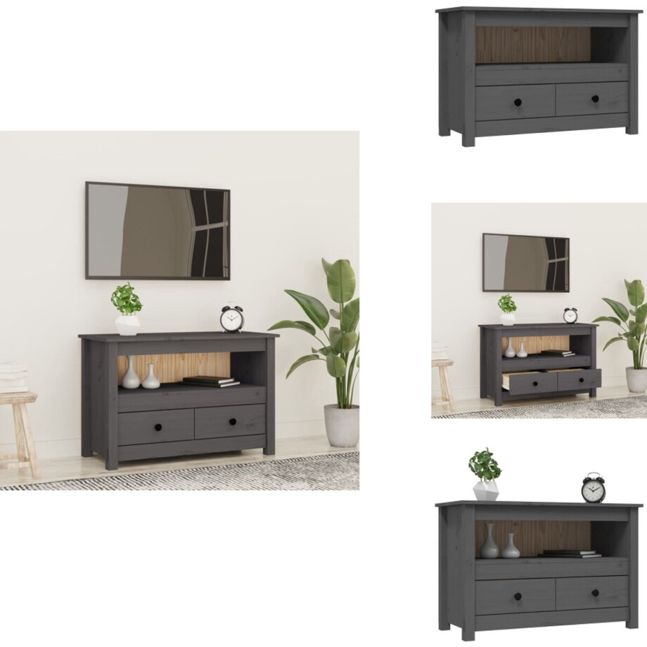 vidaXL Tv-meubel - Tv-meubels - Tv Standaard - Tv Unit - Tv-meubel 79x35x52 cm massief grenenhout grijs afbeelding 1