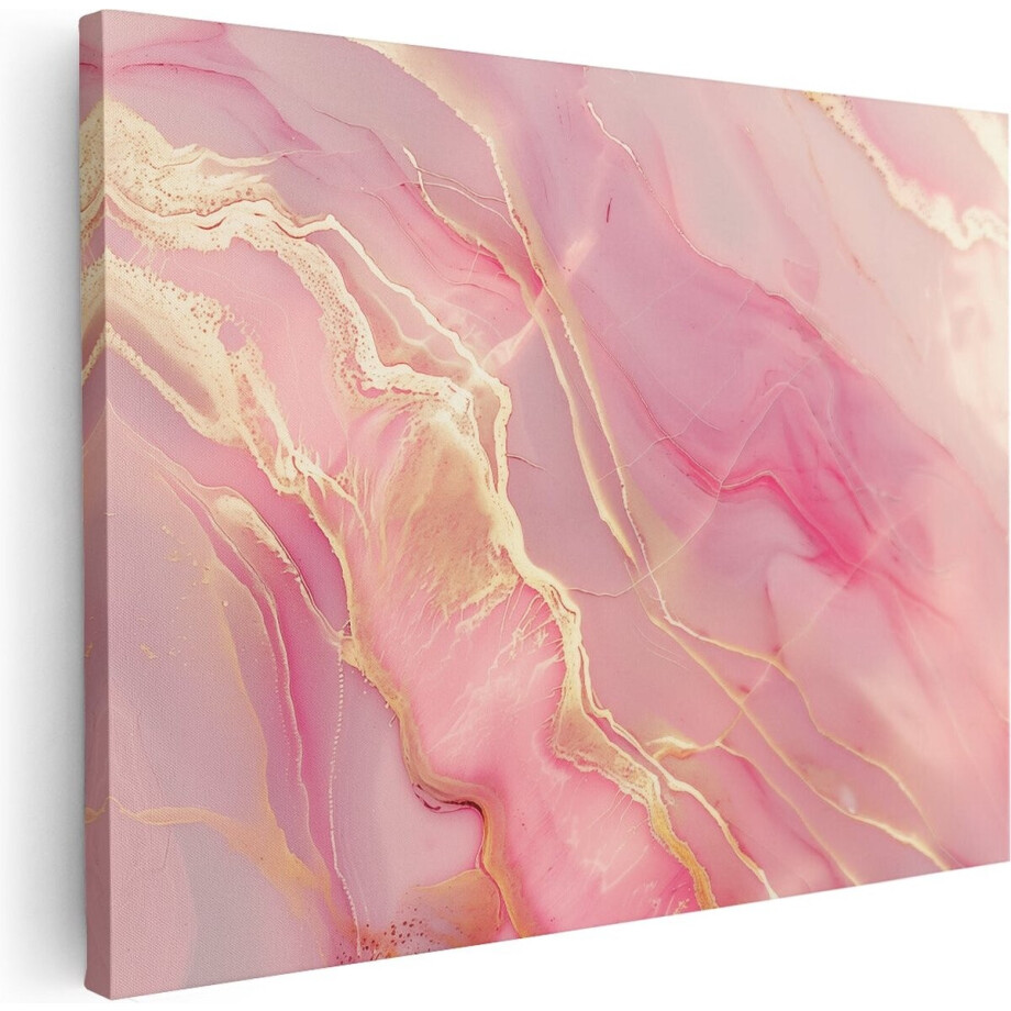 Artaza Canvas Schilderij Abstract - 80x60 cm - Wanddecoratie Marmer Roze - Muurdecoratie Goud - Schilderijen Op Canvas Woonkamer Artaza Canvas Schilderij Abstract - 80x60 cm - Wanddecoratie Marmer Roze - Muurdecoratie Goud - Schilderijen Op Canvas Woonkamer afbeelding 1