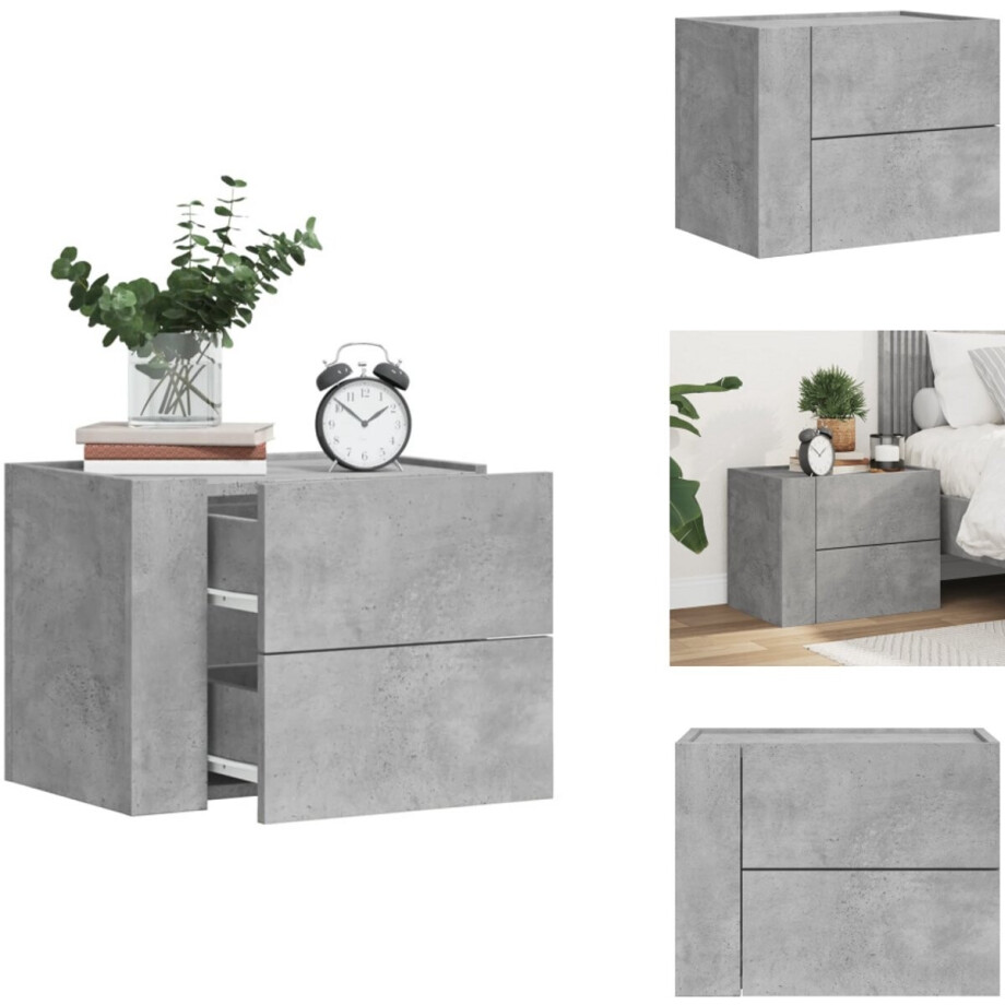 vidaXL Wandgemonteerd Nachtkastje - Wandgemonteerde Nachtkastjes - Bijzettafel - Wandkastje - Nachtkastje wandgemonteerd 45x30x35 cm betongrijs vidaXL Wandgemonteerd Nachtkastje - Wandgemonteerde Nachtkastjes - Bijzettafel - Wandkastje - Nachtkastje wandgemonteerd 45x30x35 cm betongrijs afbeelding 1