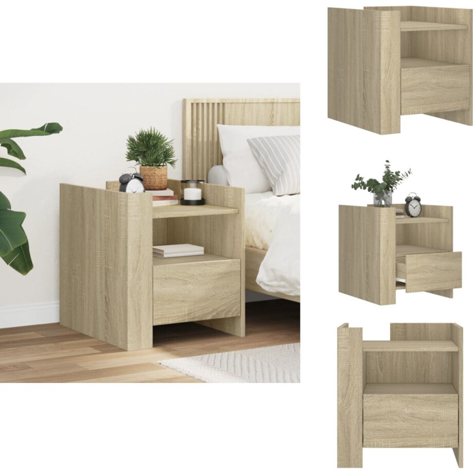 vidaXL Nachtkastje - Nachtkastjes - Bijzettafel - Wandkastje - Nachtkastje 45x50x50 cm bewerkt hout sonoma eikenkleurig vidaXL Nachtkastje - Nachtkastjes - Bijzettafel - Wandkastje - Nachtkastje 45x50x50 cm bewerkt hout sonoma eikenkleurig afbeelding 1
