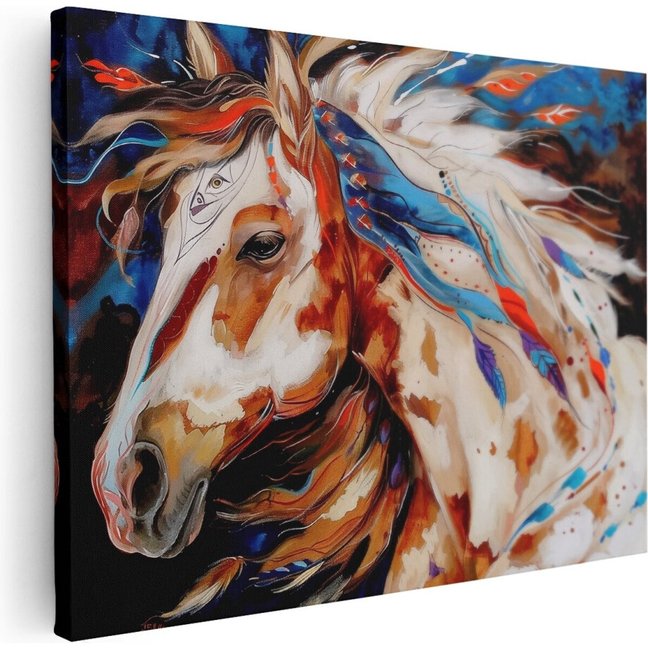 Artaza Canvas Schilderij Kunstwerk van een Paard met Veren - 40x30 - Klein - Foto Op Canvas - Canvas Print Artaza Canvas Schilderij Kunstwerk van een Paard met Veren - 40x30 - Klein - Foto Op Canvas - Canvas Print afbeelding 1