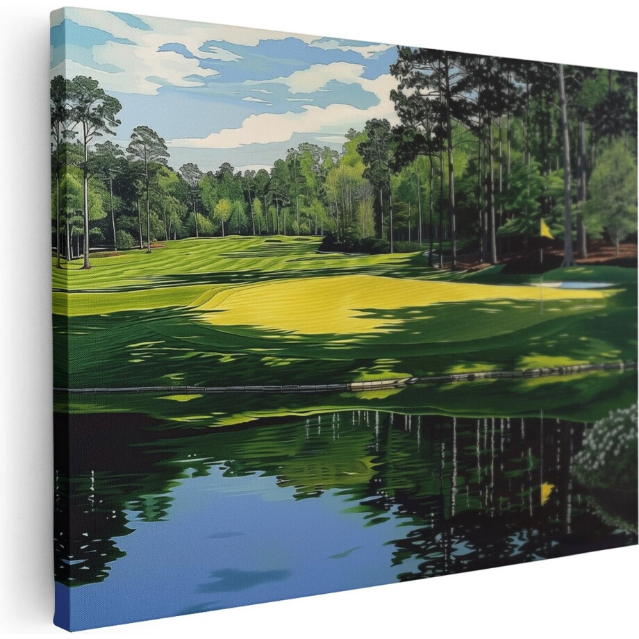 Artaza Canvas Schilderij Kunstwerk van een Golfbaan met Vijver - 80x60 - Muurdecoratie - Foto Op Canvas - Canvas Print Artaza Canvas Schilderij Kunstwerk van een Golfbaan met Vijver - 80x60 - Muurdecoratie - Foto Op Canvas - Canvas Print afbeelding 1
