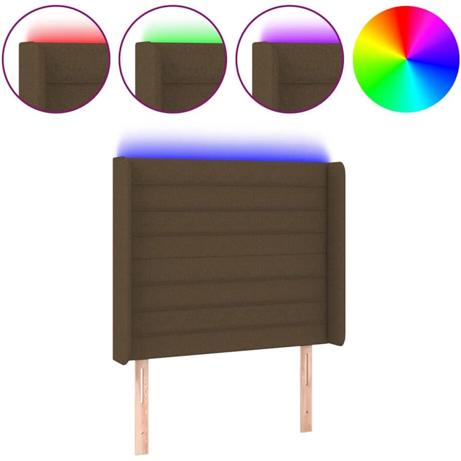 vidaXL - Hoofdbord - LED - 93x16x118/128 - cm - stof - donkerbruin afbeelding 1