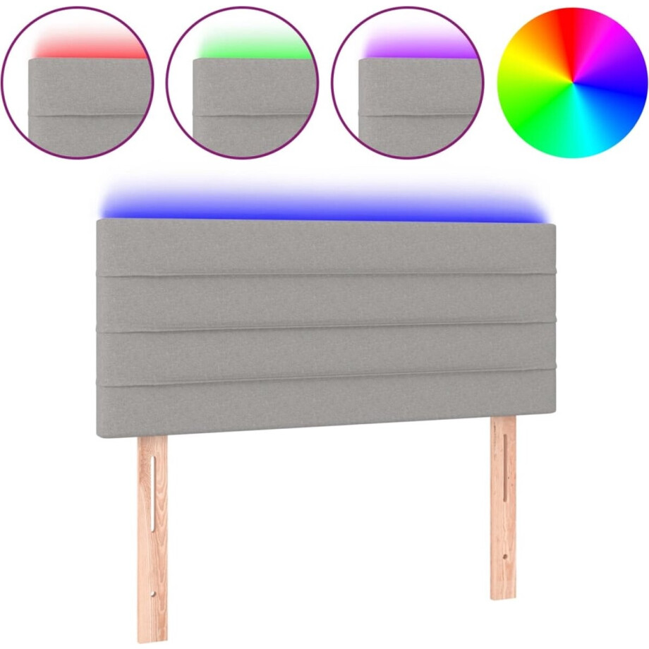 vidaXL - Hoofdbord - LED - 90x5x78/88 - cm - stof - lichtgrijs vidaXL - Hoofdbord - LED - 90x5x78/88 - cm - stof - lichtgrijs afbeelding 1