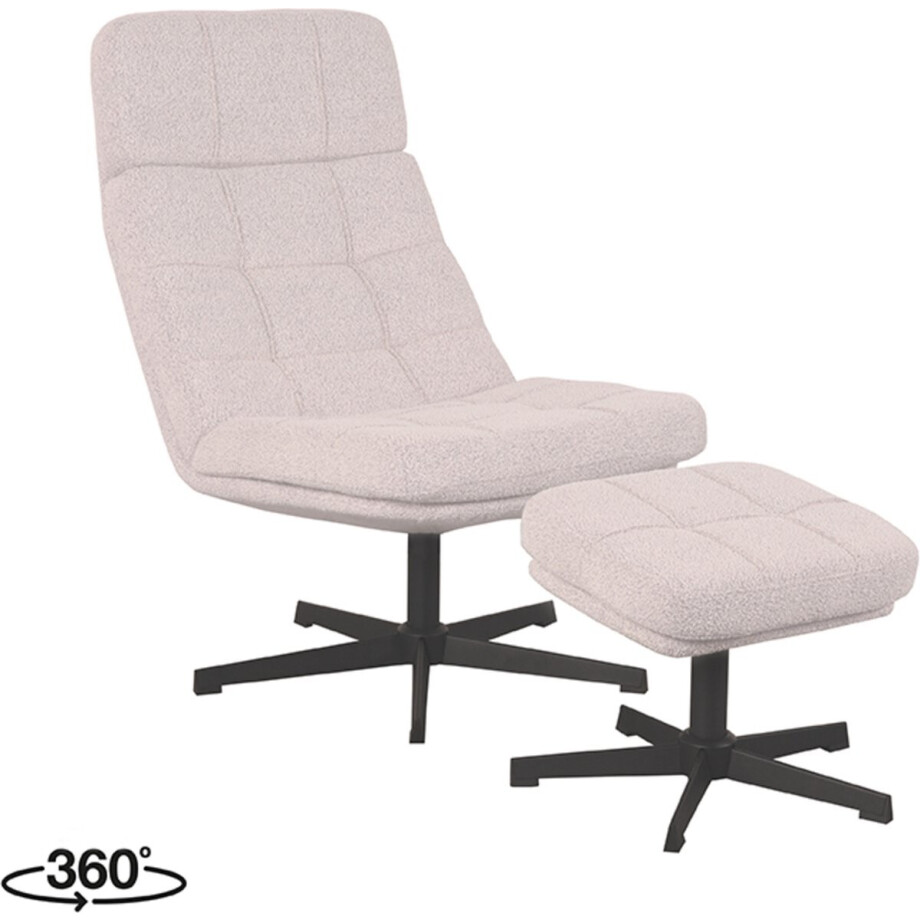 LABEL51 Alvar Fauteuil - Naturel - Stof - Incl. Hocker - - afbeelding 1