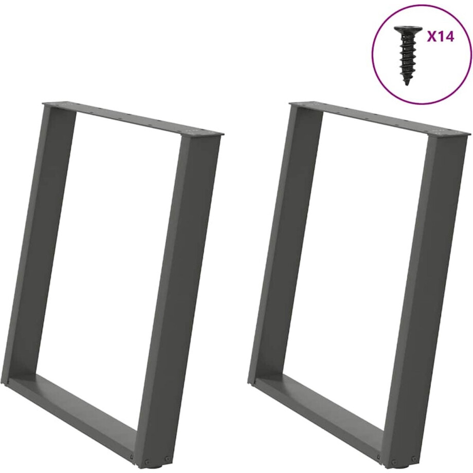 vidaXL - Eettafelpoten - 2 - st - U-vormig - 70x(72-73) - cm - staal - antraciet afbeelding 1