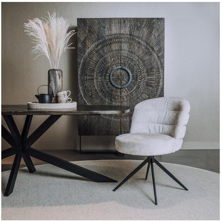 Tower Living Eetkamerstoel Carro draaibaar Chenille - Almond white - eetkamerstoelen set van 2 afbeelding 1